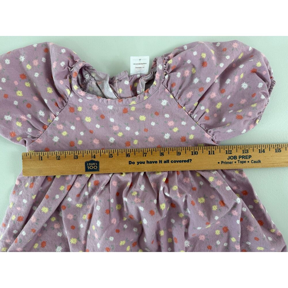 Wonder Nation Toddler Girls Purple Floral Short Sleeve Dress Size 5T - Picture 7 of 10